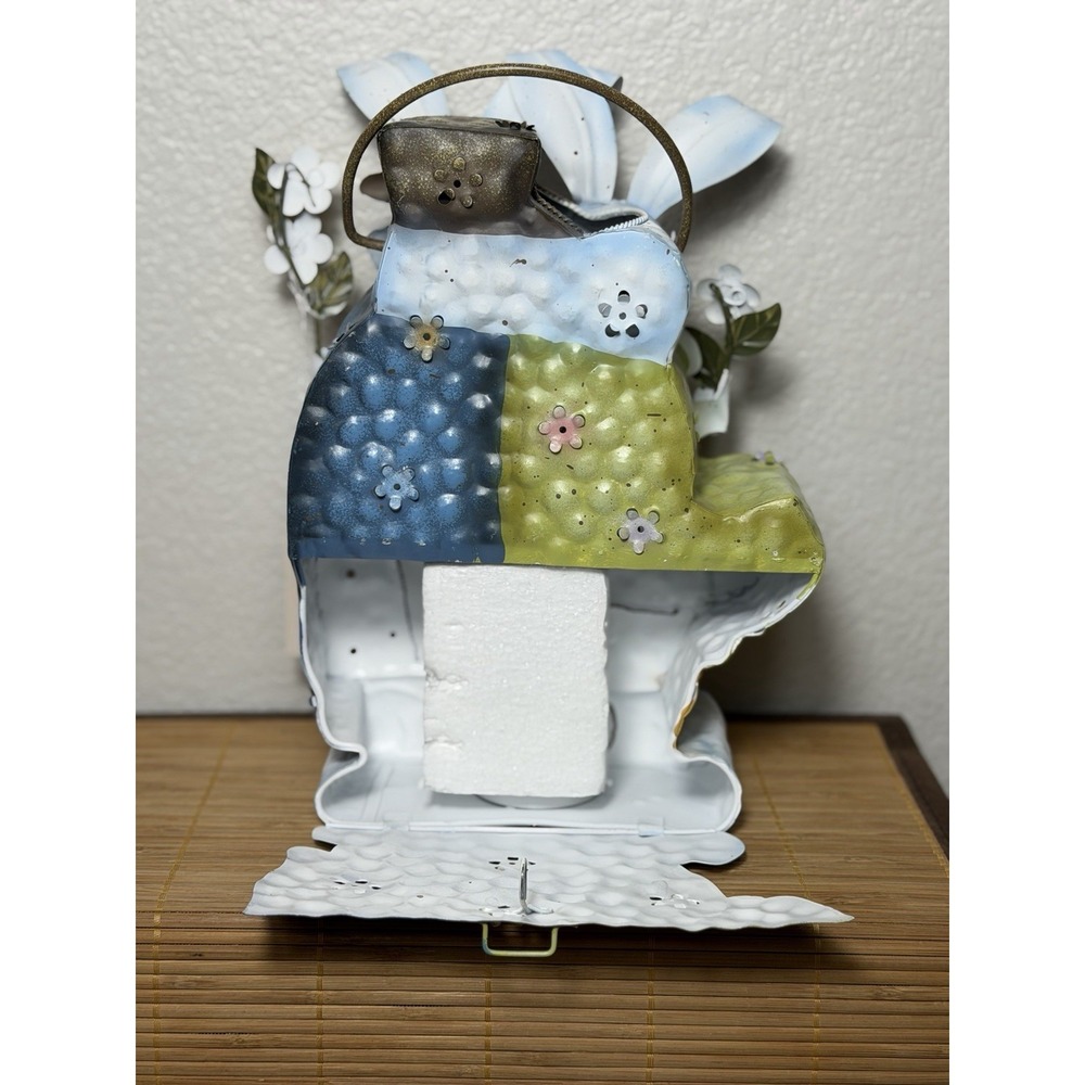 Vintage Home Interiors Metal Bunny Couple Easter Tea Light Luminary Lantern - Picture 7 of 8